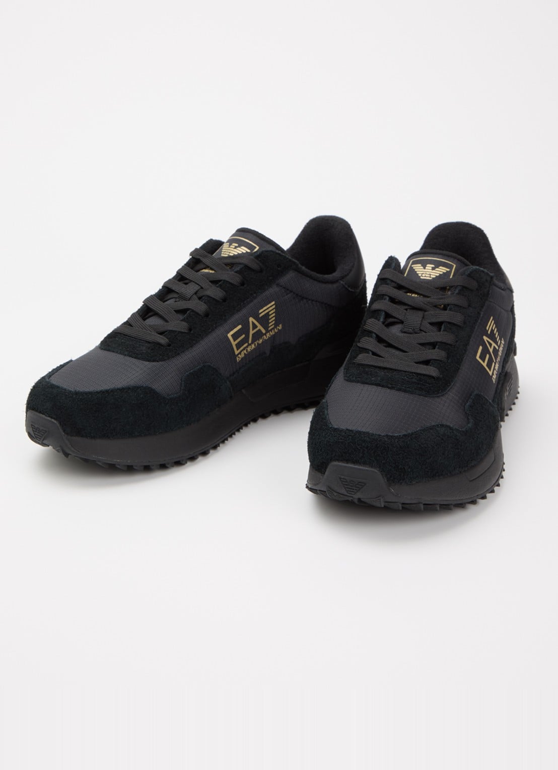 Armani Sneaker met logo en suède details - detail 2 zwart