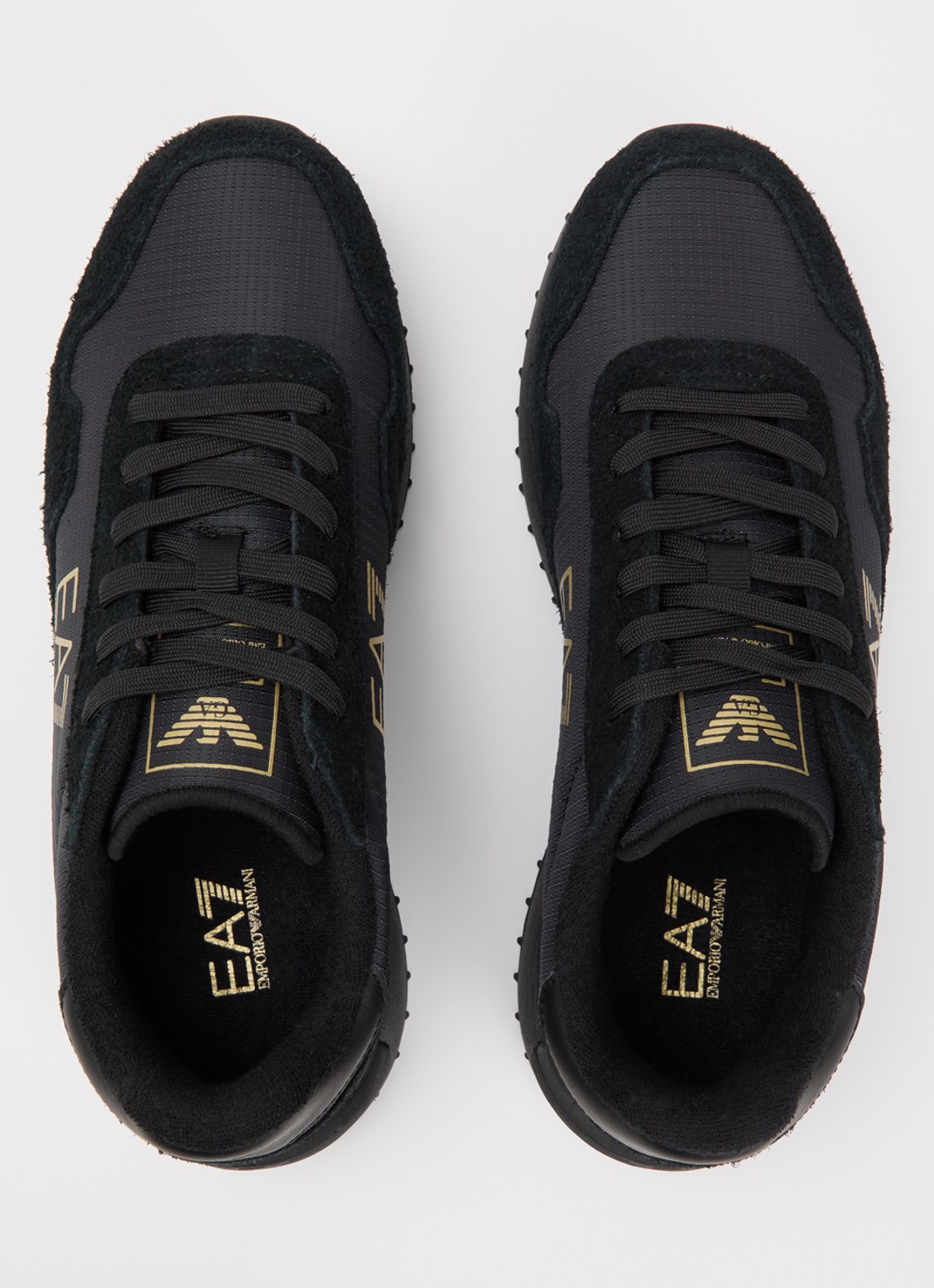Armani Sneaker met logo en suède details - detail 3 zwart