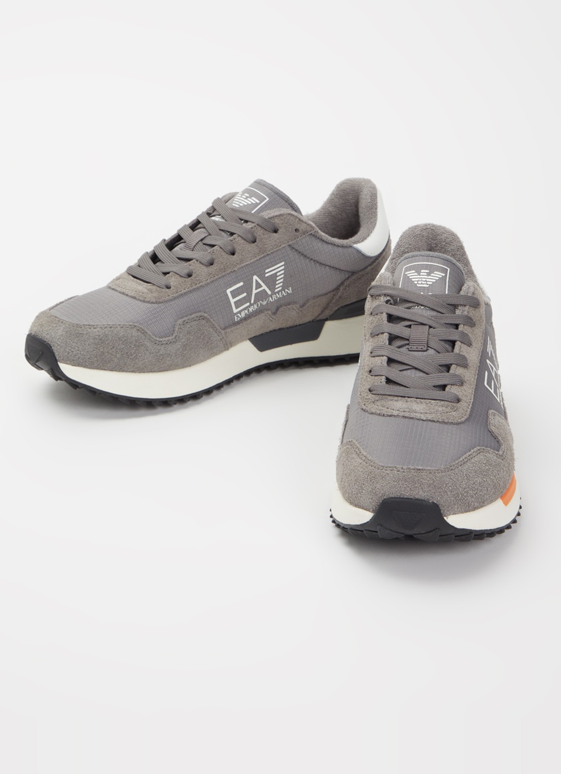 Armani Sneaker met logo en suède details - detail grijs