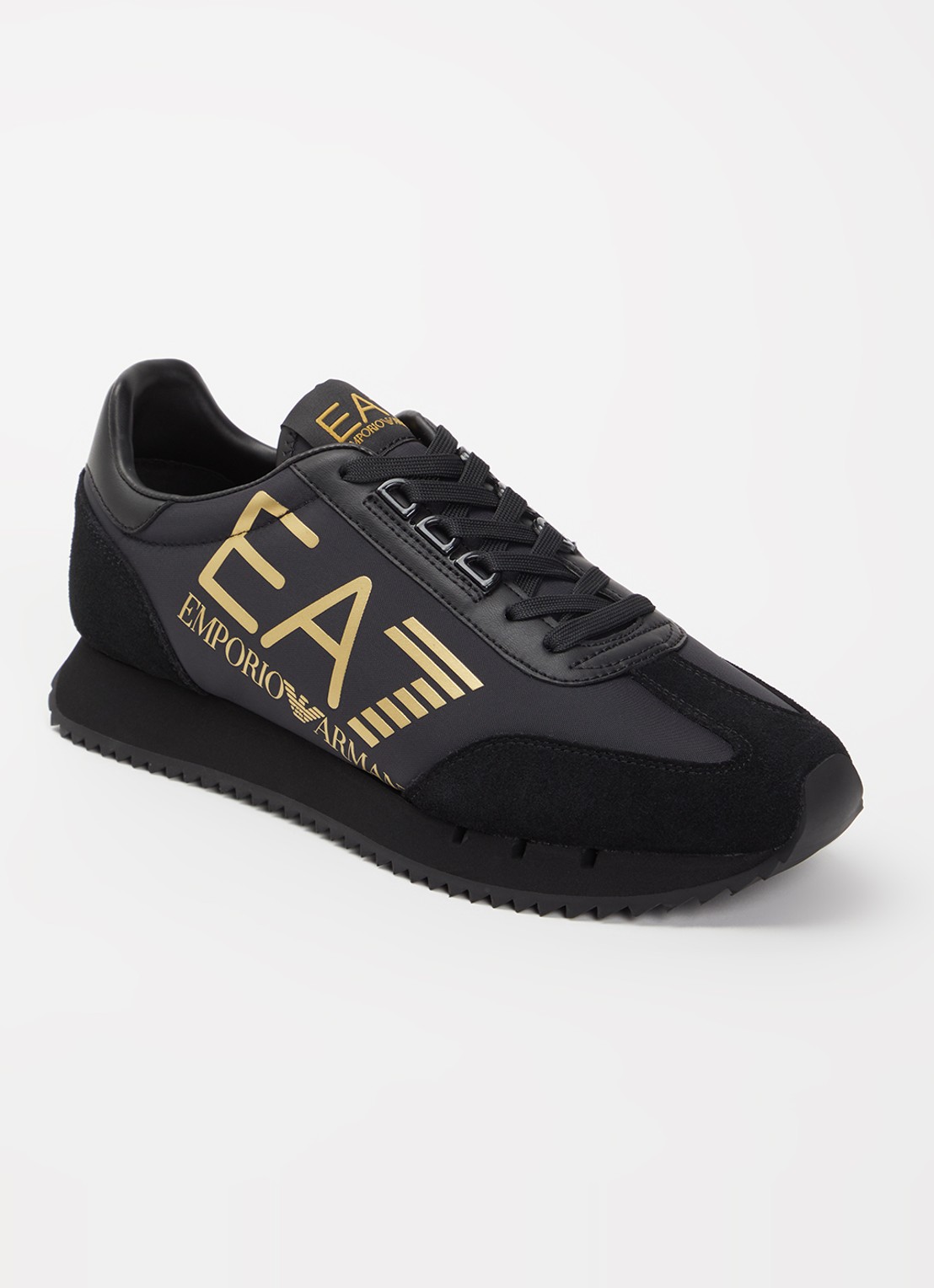 Armani Sneaker met logo en suède details - voorkant zwart