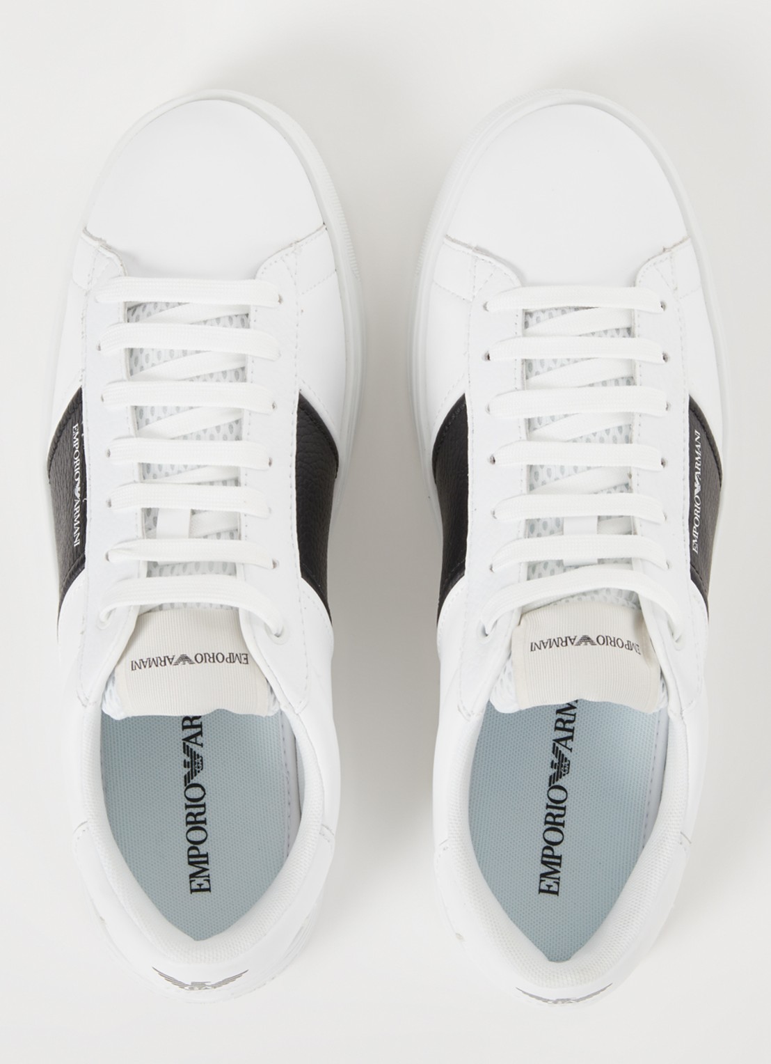 Armani Sneaker met logo van leer  - detail 2 zwart