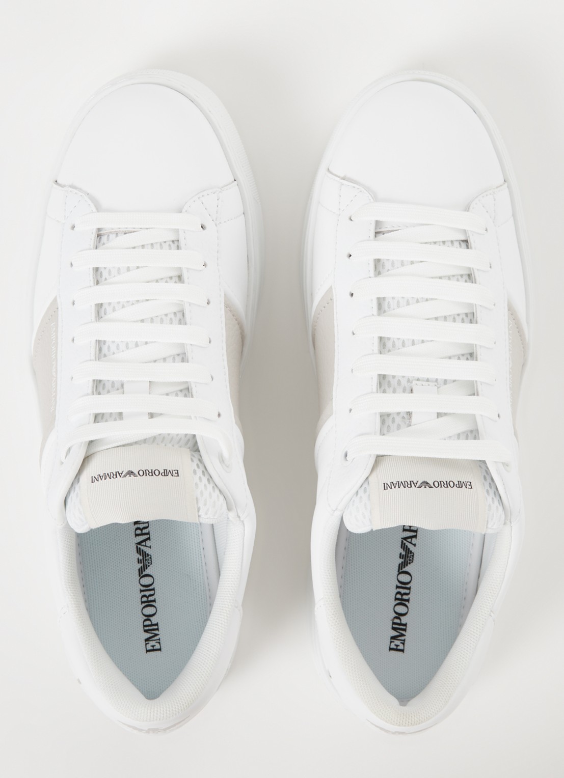 Armani Sneaker met logo van leer  - detail 2 beige