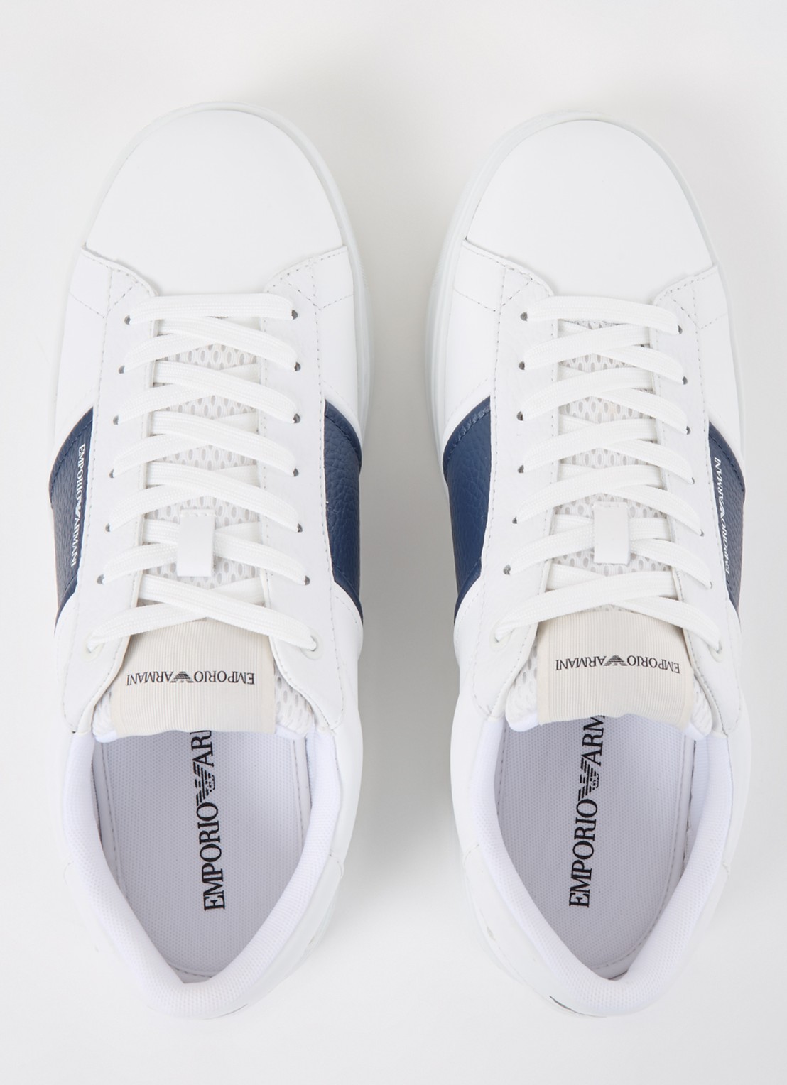Armani Sneaker met logo van leer  - detail 4 gebroken wit