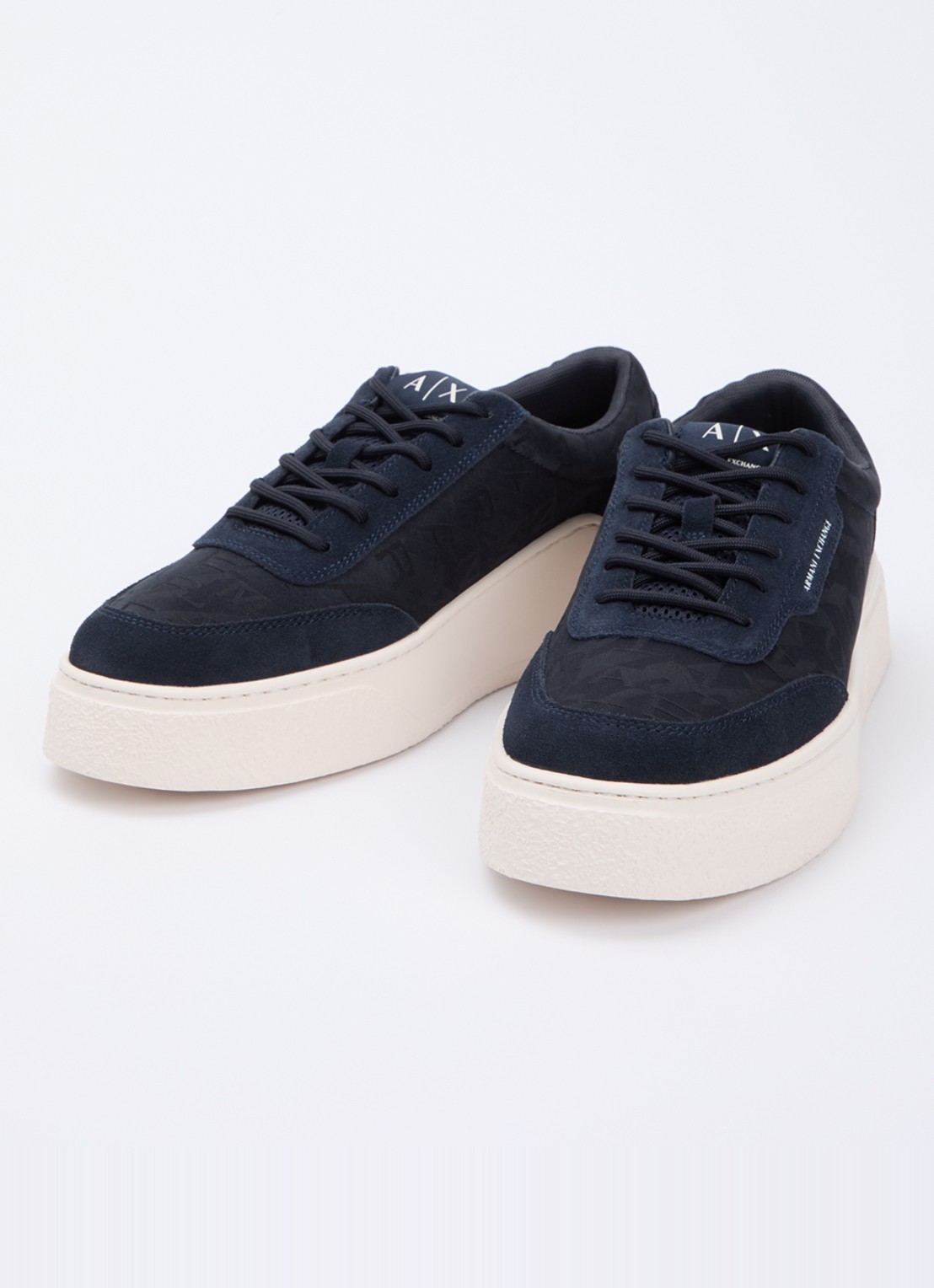 Armani Sneaker met logoprint en details van suède - detail 3 donkerblauw
