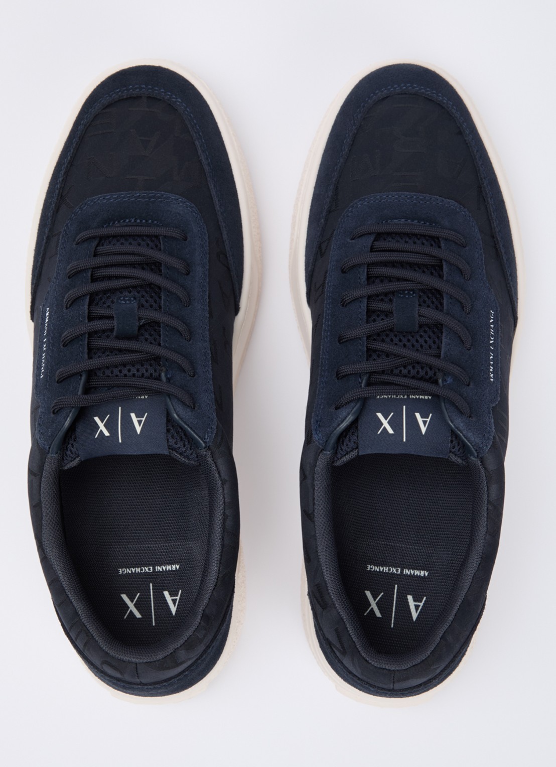Armani Sneaker met logoprint en details van suède - detail 4 donkerblauw