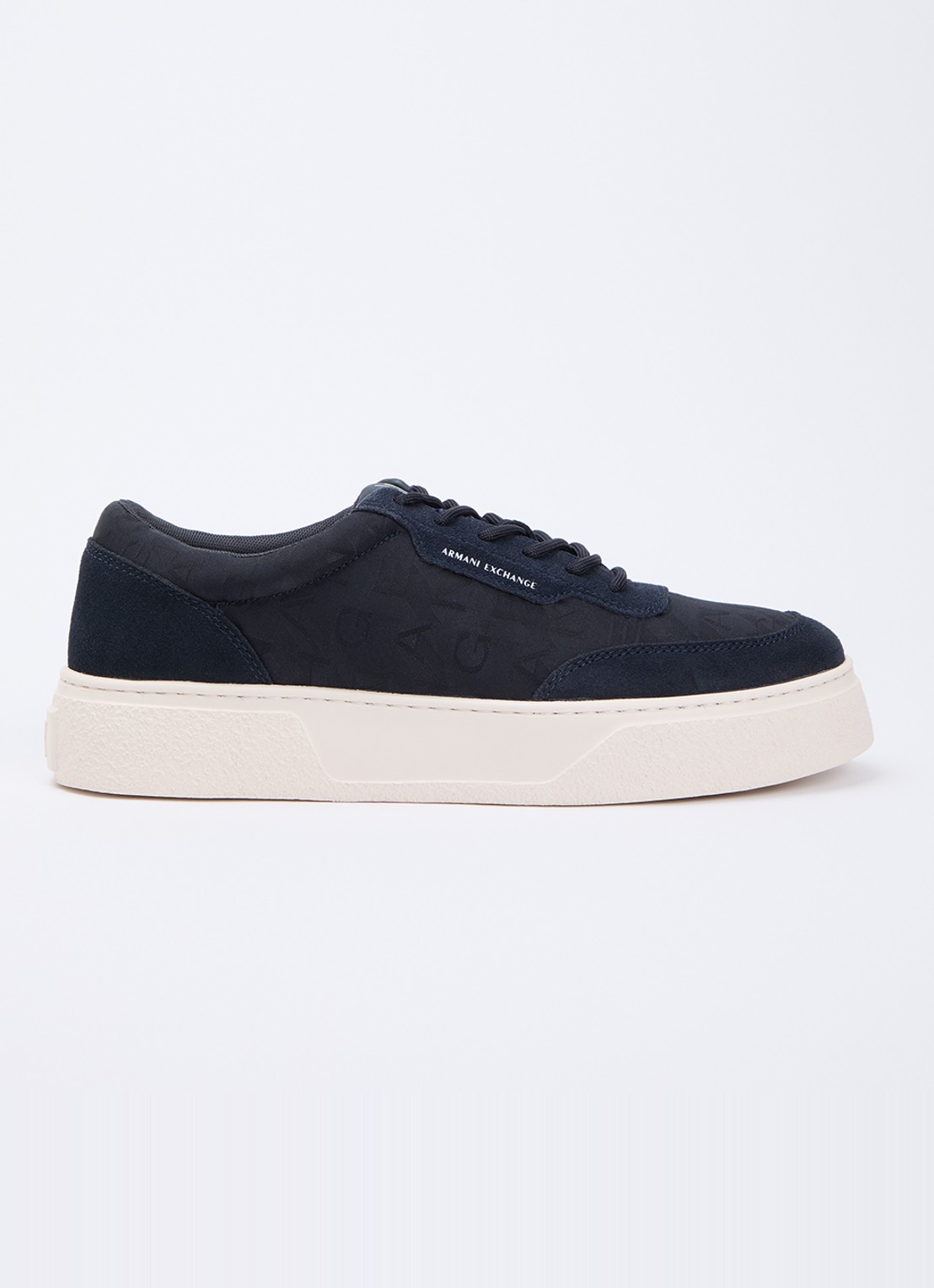 Armani Sneaker met logoprint en details van suède - voorkant donkerblauw