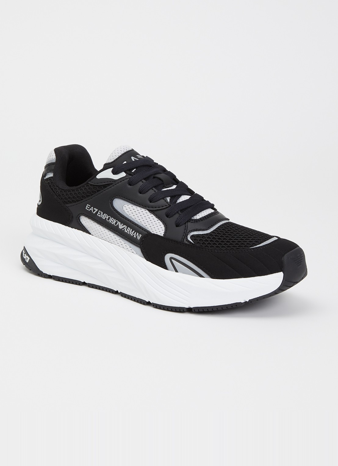Armani Sneaker met mesh details en logo - voorkant zwart