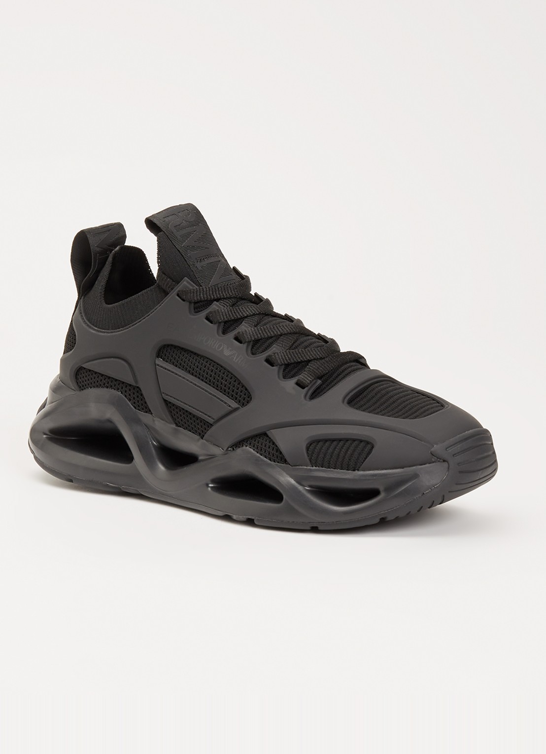 Armani Sneaker met mesh details en logo - voorkant zwart