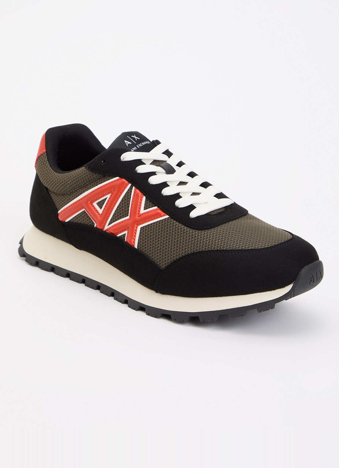 Armani Sneaker met mesh details en logo - voorkant 4 donkergroen
