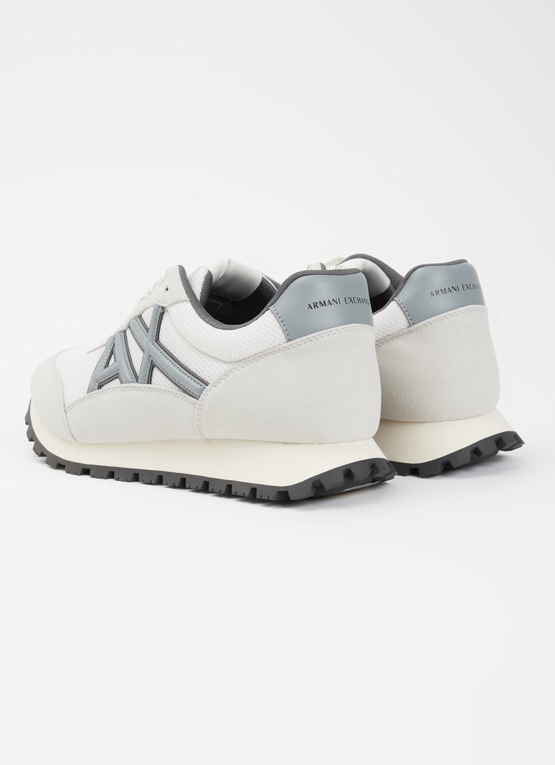 Armani Sneaker met mesh details en logo - achterkant lichtgrijs