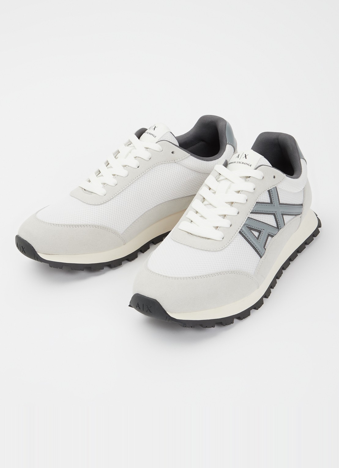 Armani Sneaker met mesh details en logo - detail 3 lichtgrijs