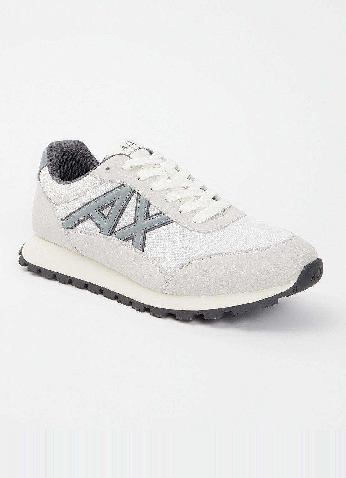 Armani Sneaker met mesh details en logo - voorkant 2 lichtgrijs