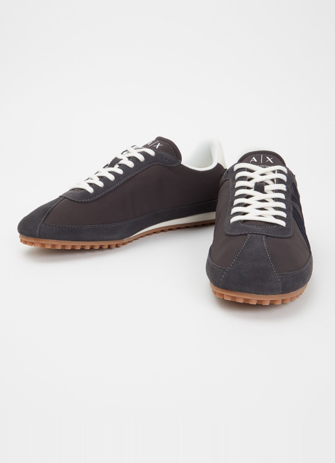 Armani Sneaker met suède details en logo - detail donkerblauw