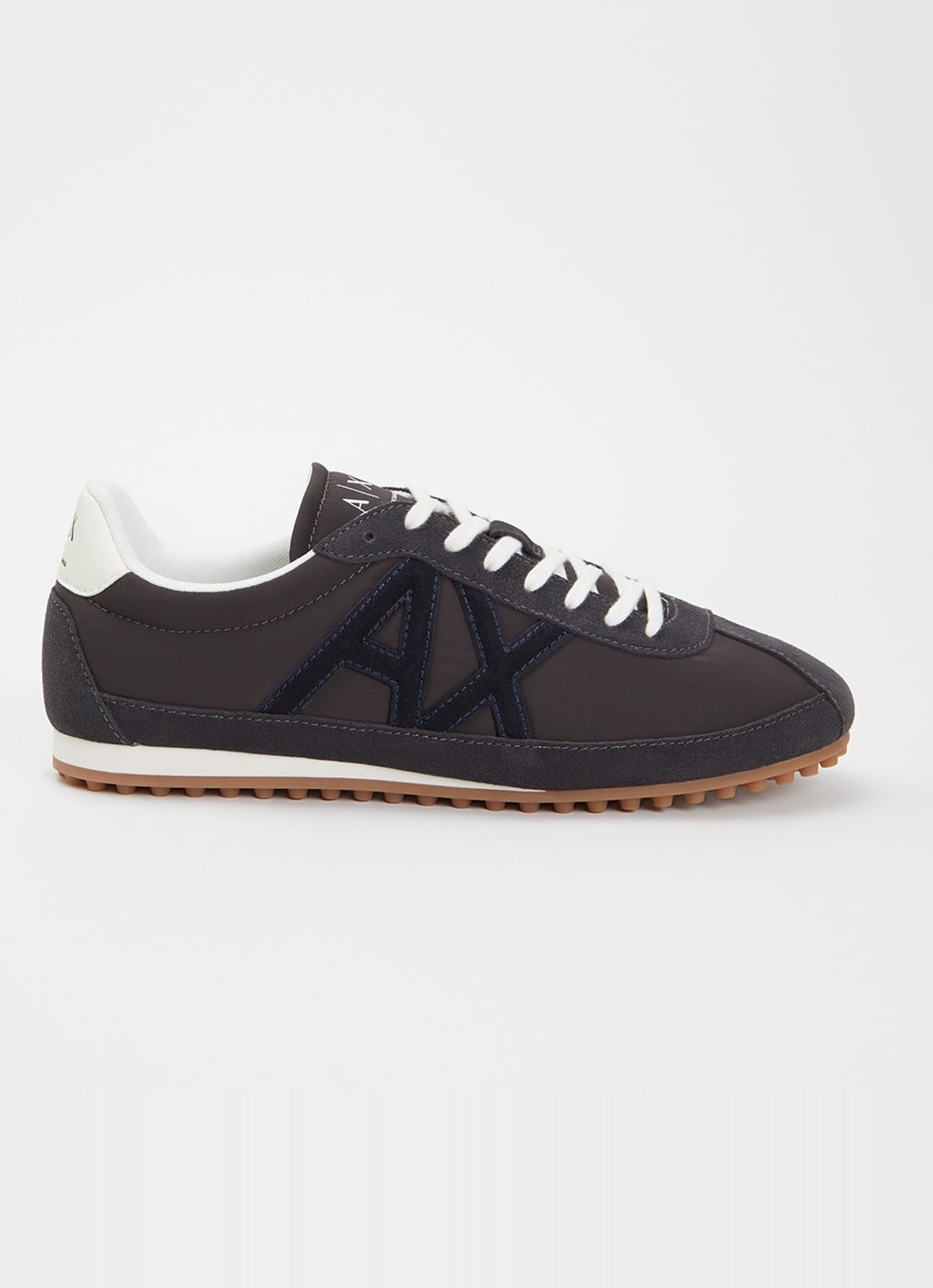 Armani Sneaker met suède details en logo - voorkant 5 donkerblauw