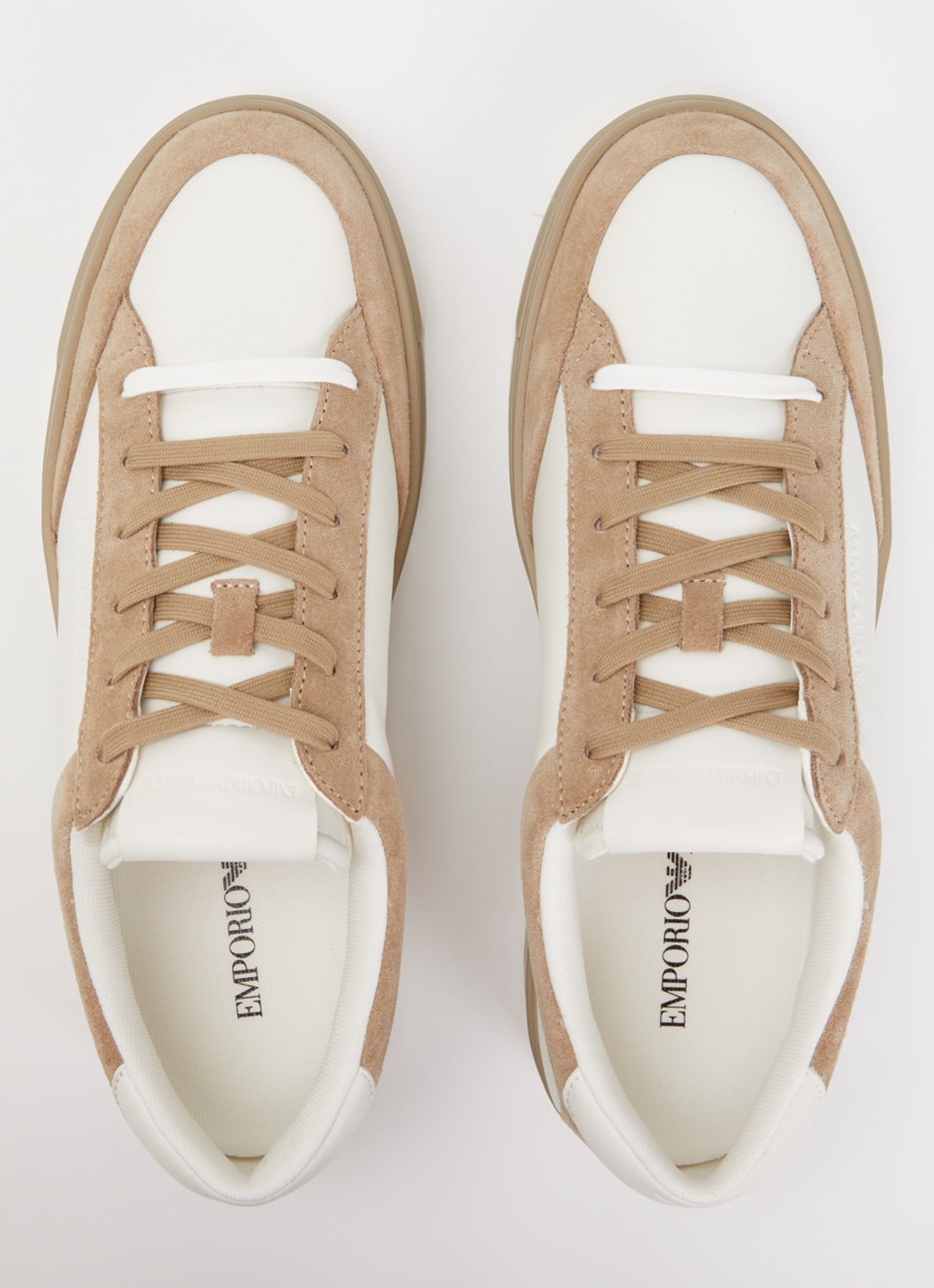 Armani Sneaker van leer met details van suède - detail 2 beige