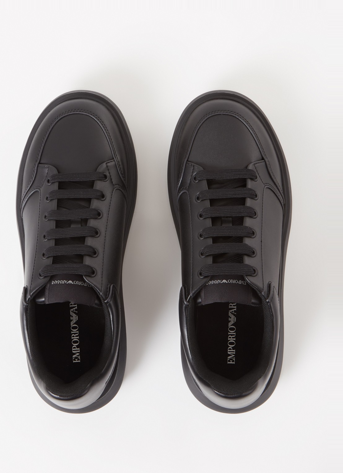Armani Sneaker van leer met logo - detail 4 zwart