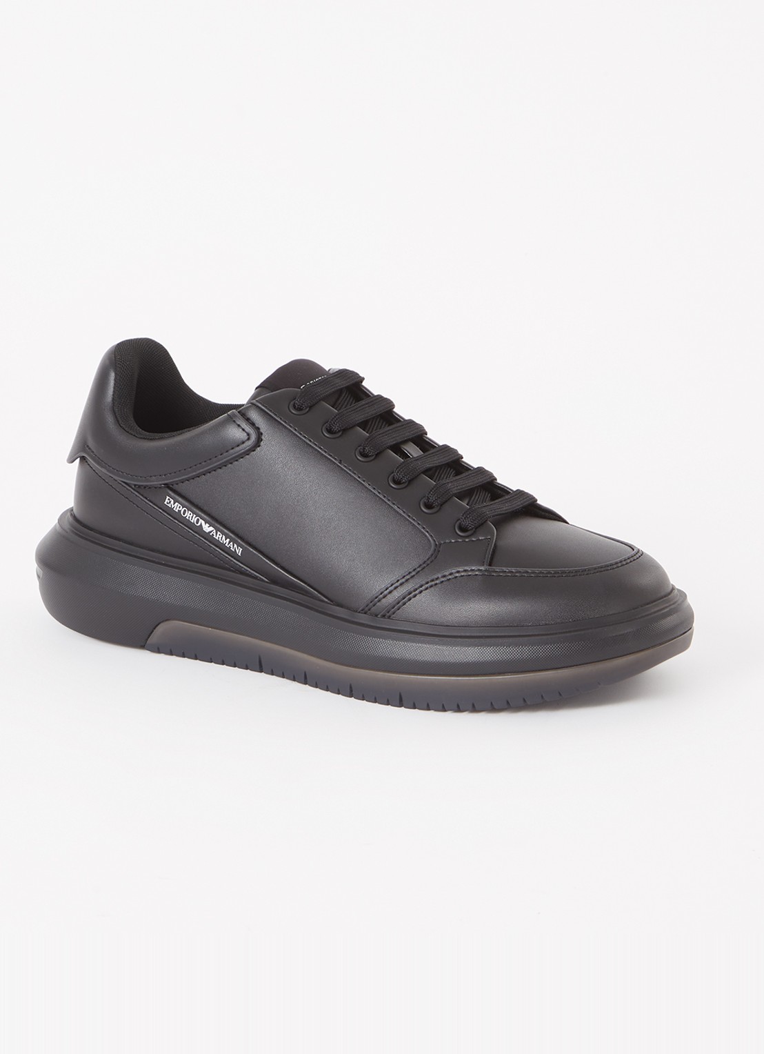 Armani Sneaker van leer met logo - voorkant zwart