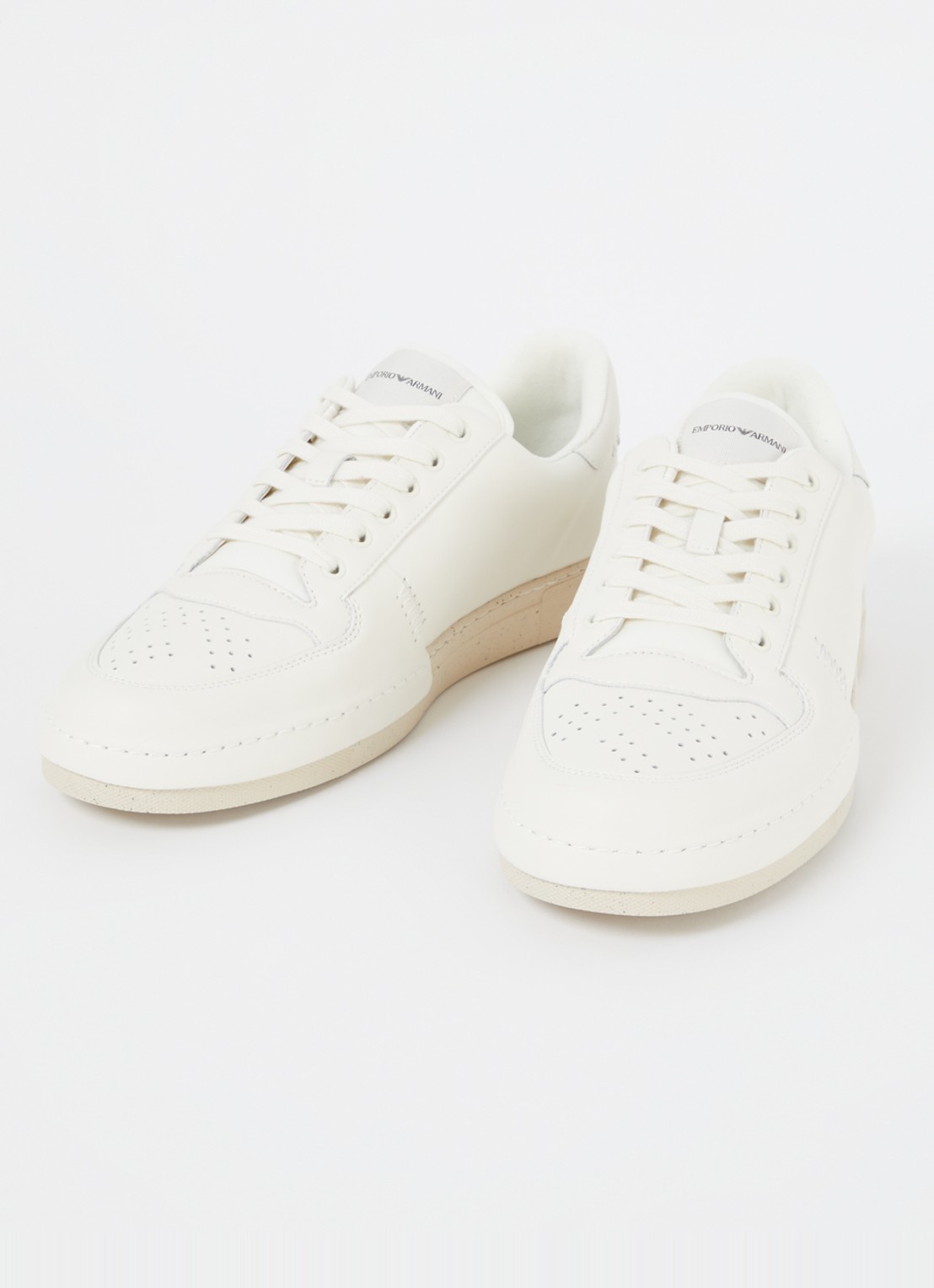 Armani Sneaker van leer met logo - detail 2 wit