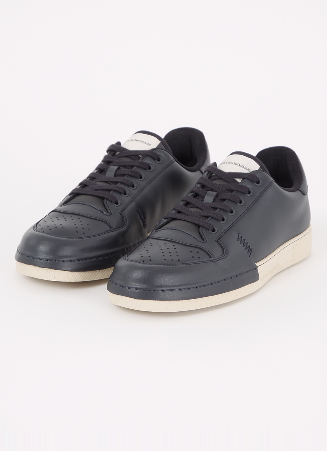 Armani Sneaker van leer met logo - detail 2 zwart