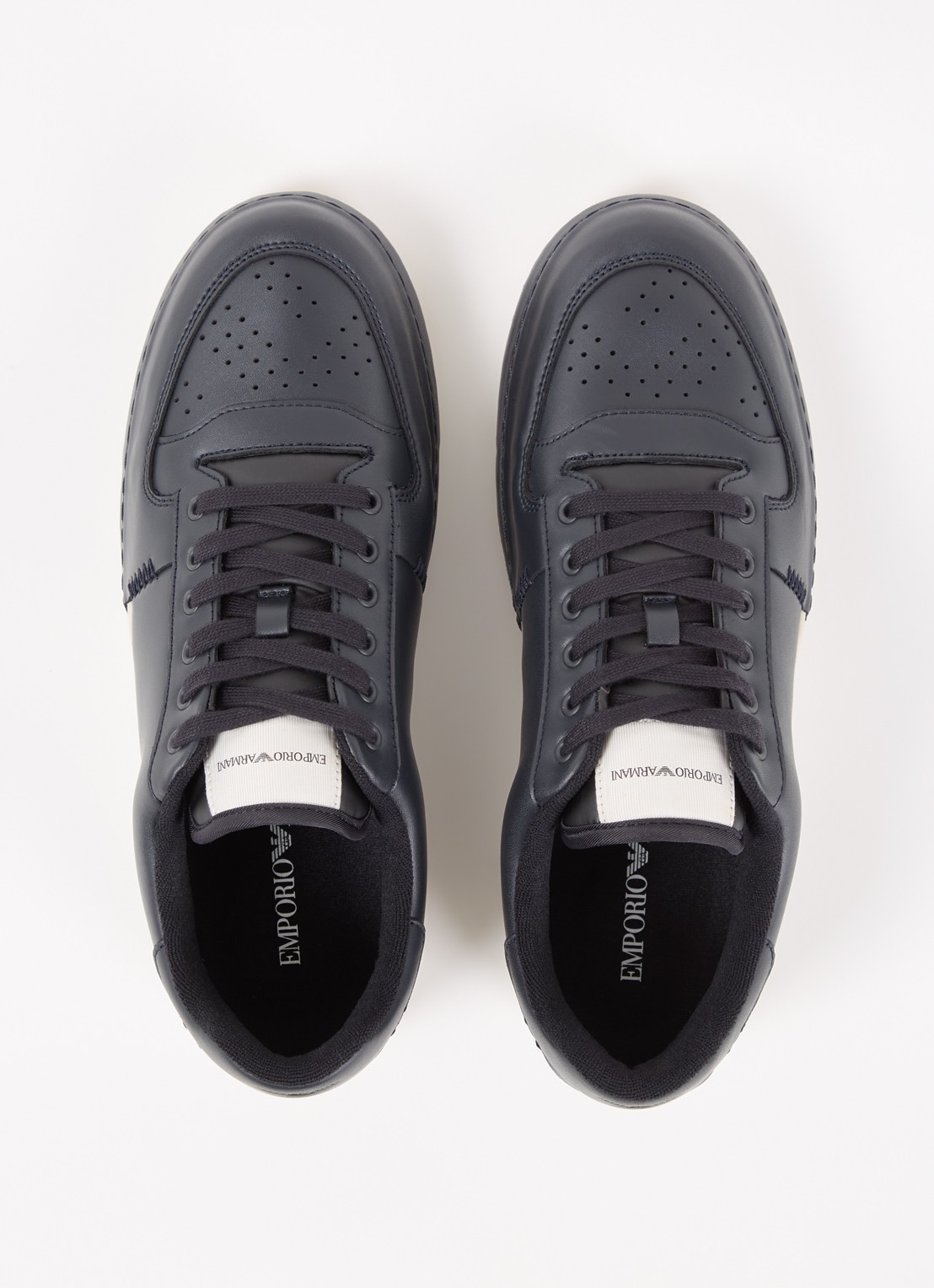 Armani Sneaker van leer met logo - detail 3 zwart