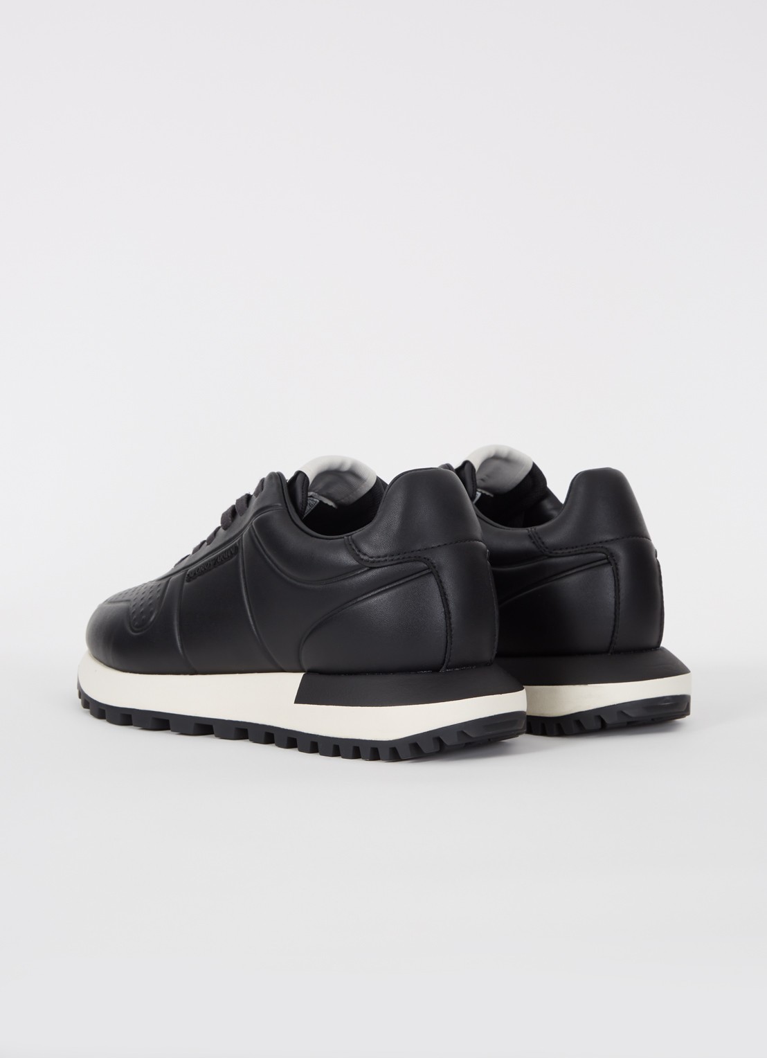 Armani Sneaker van leer met logo - achterkant zwart