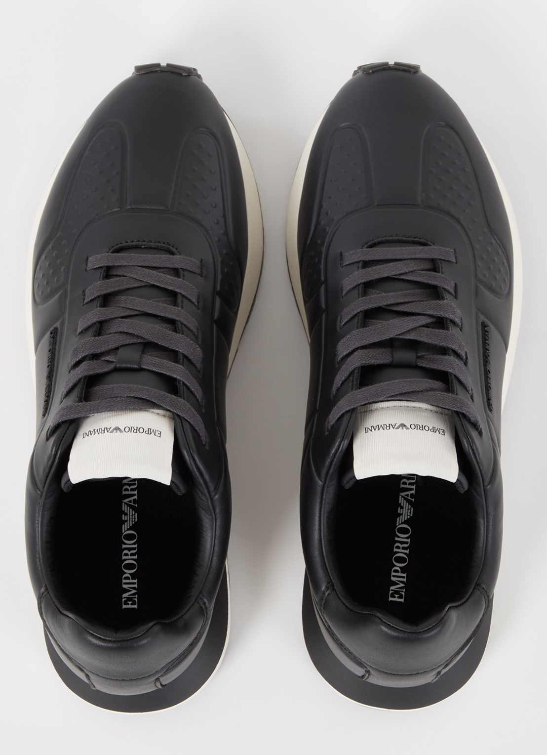 Armani Sneaker van leer met logo - detail 4 zwart