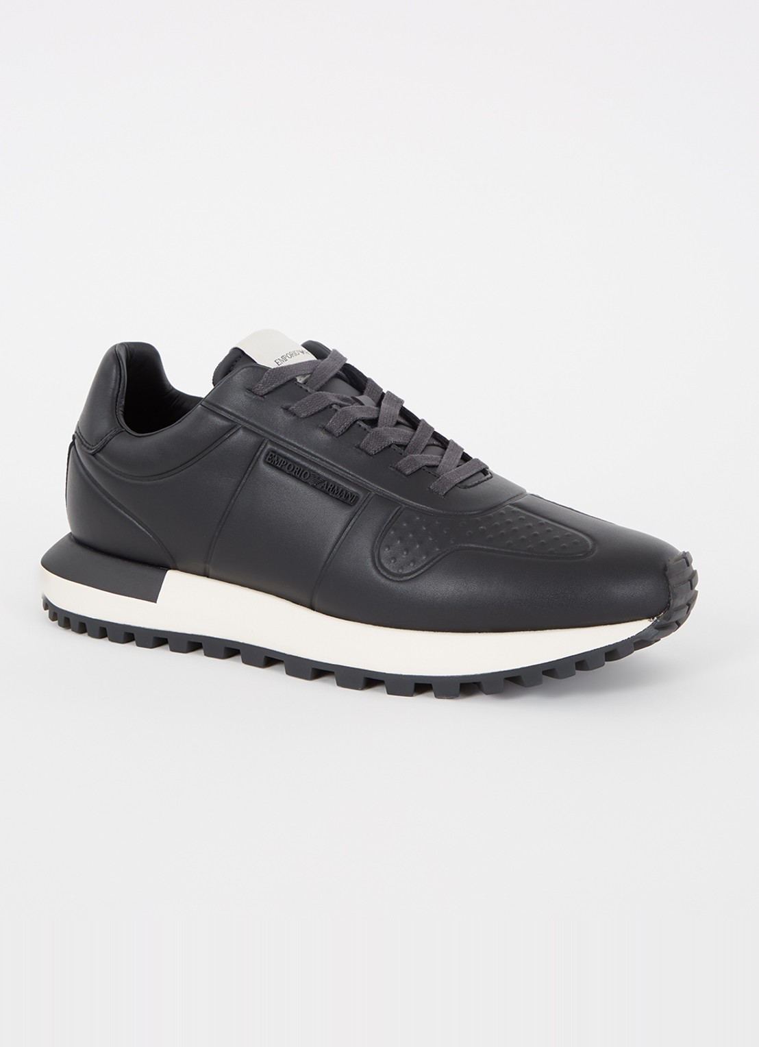 Armani Sneaker van leer met logo - voorkant 2 zwart