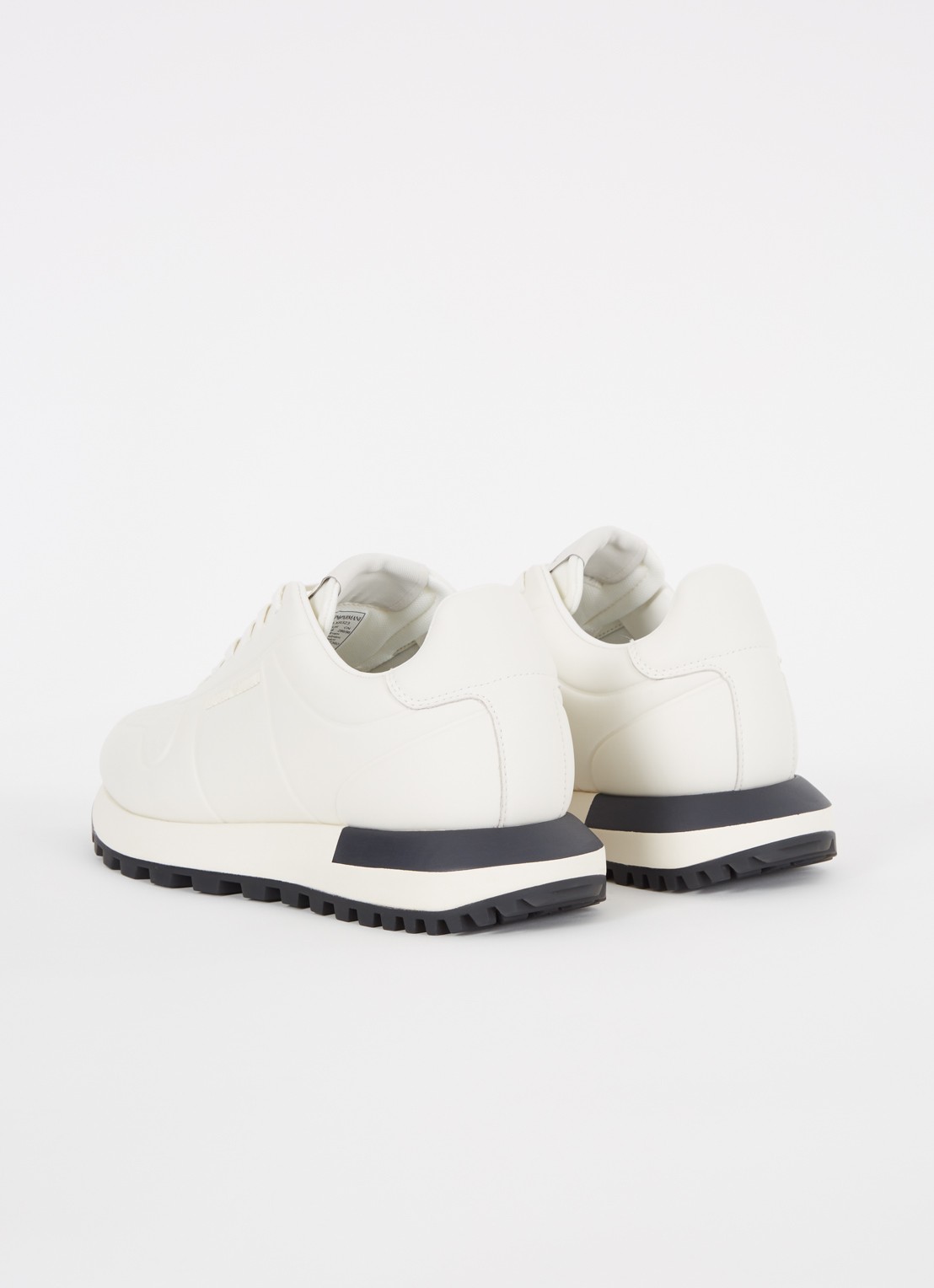 Armani Sneaker van leer met logo - achterkant 5 gebroken wit