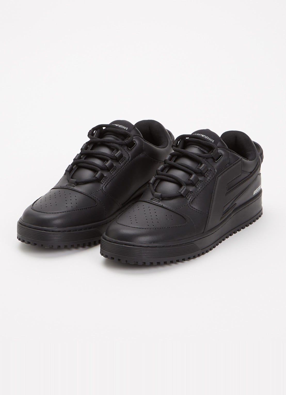 Armani Sneaker van leer met logo - detail 2 zwart