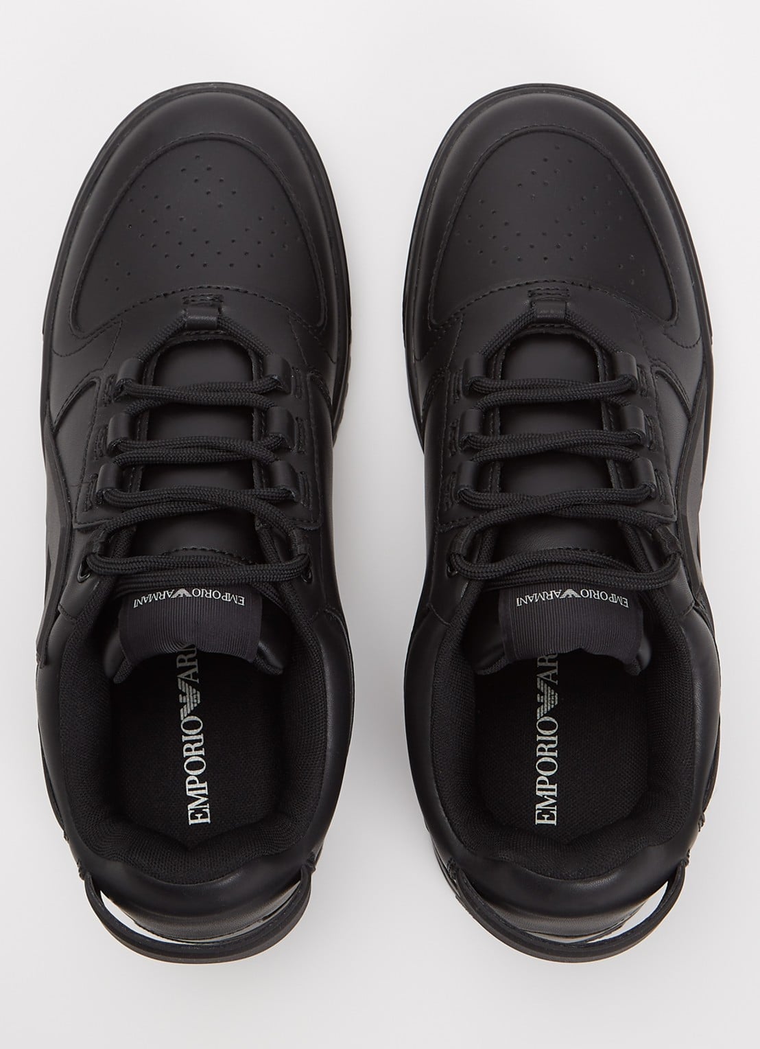 Armani Sneaker van leer met logo - detail 3 zwart