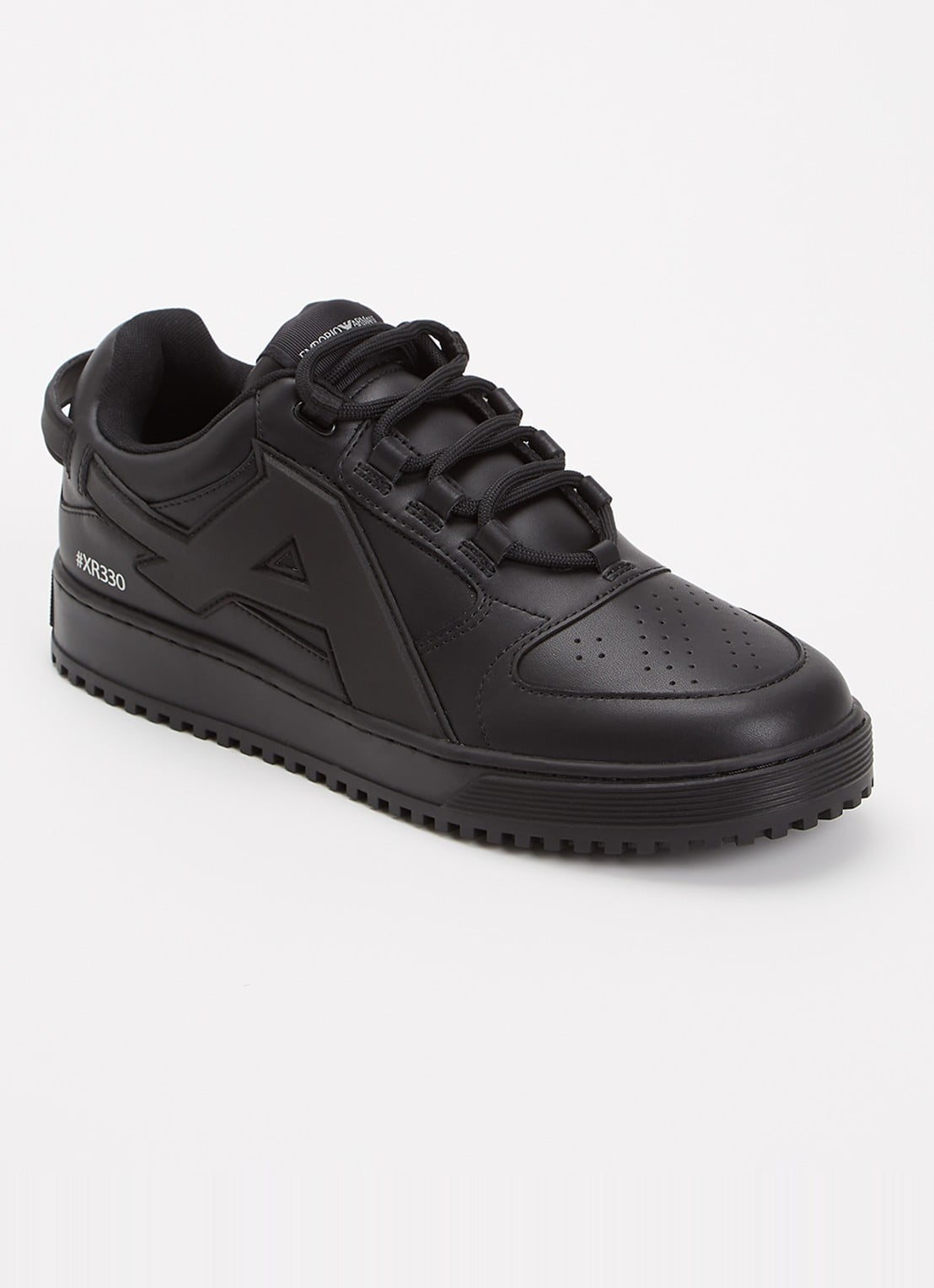 Armani Sneaker van leer met logo - voorkant zwart