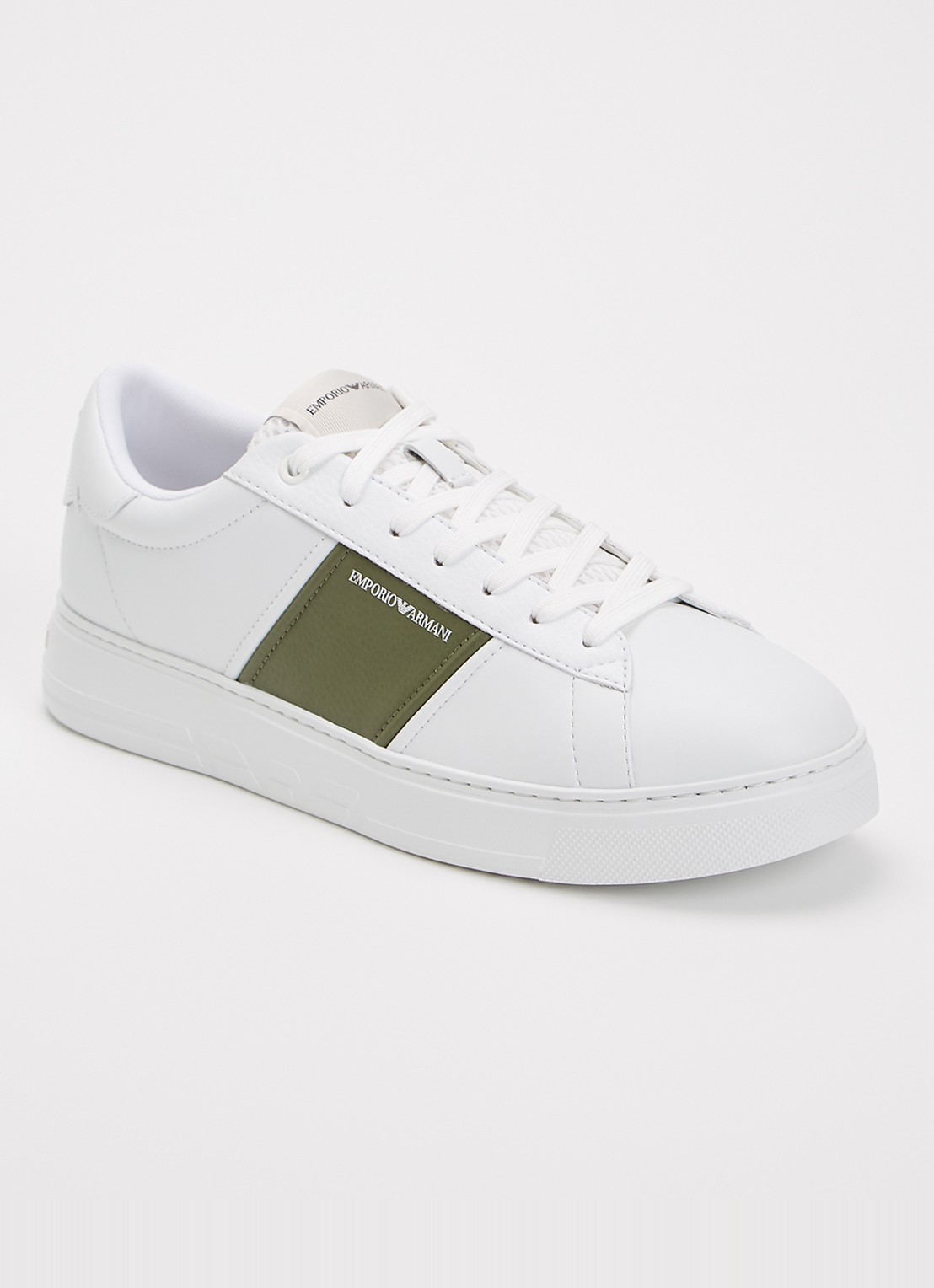 Armani Sneaker van leer met logo - voorkant groen