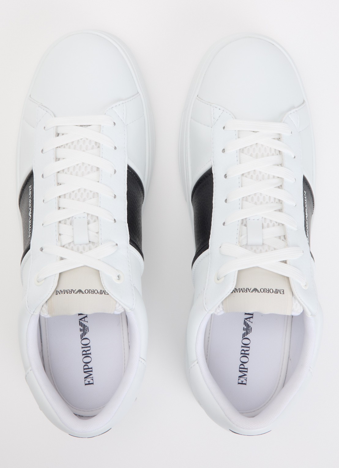 Armani Sneaker van leer met logo - detail 3 zwart