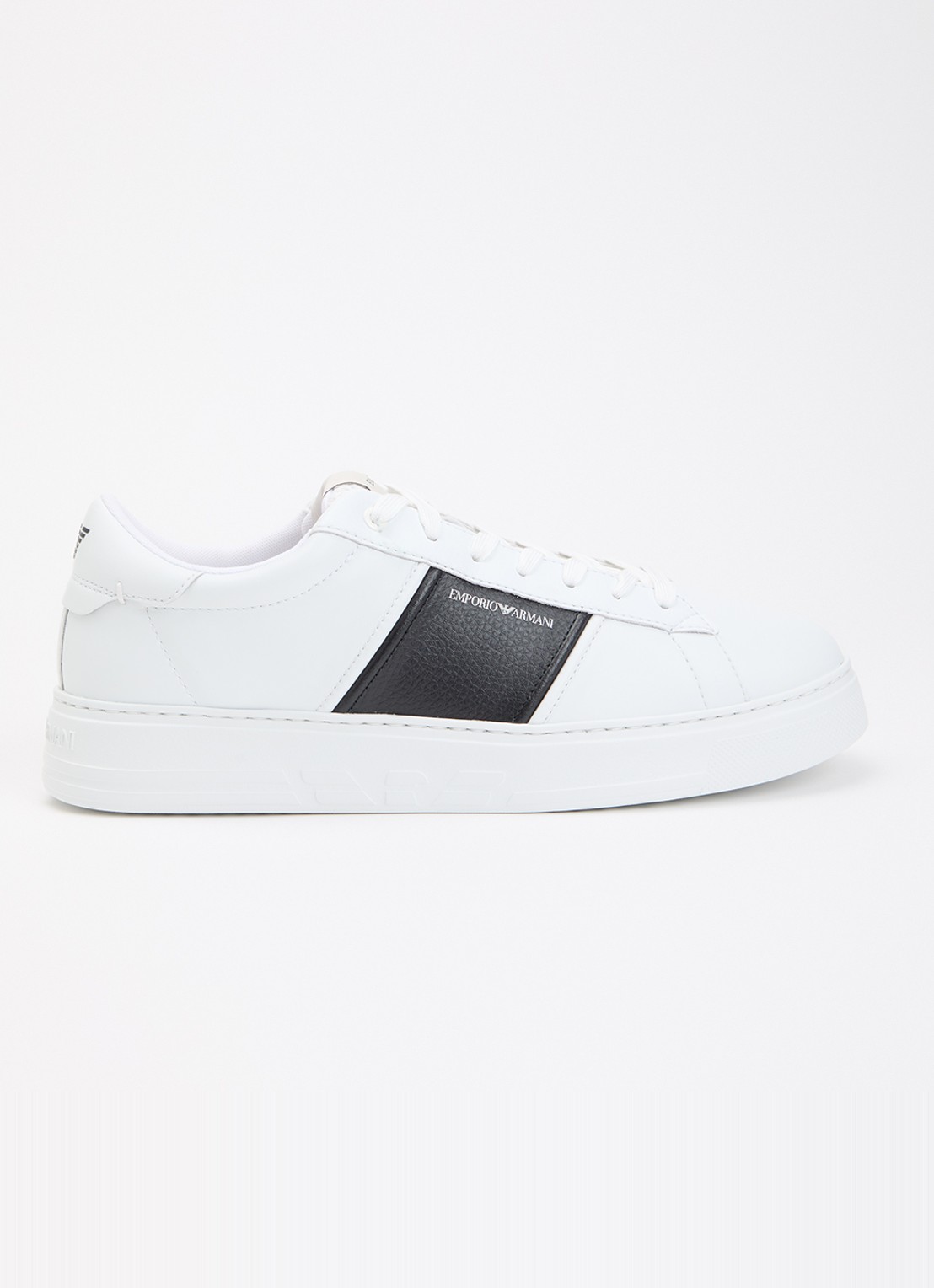 Armani Sneaker van leer met logo - voorkant zwart