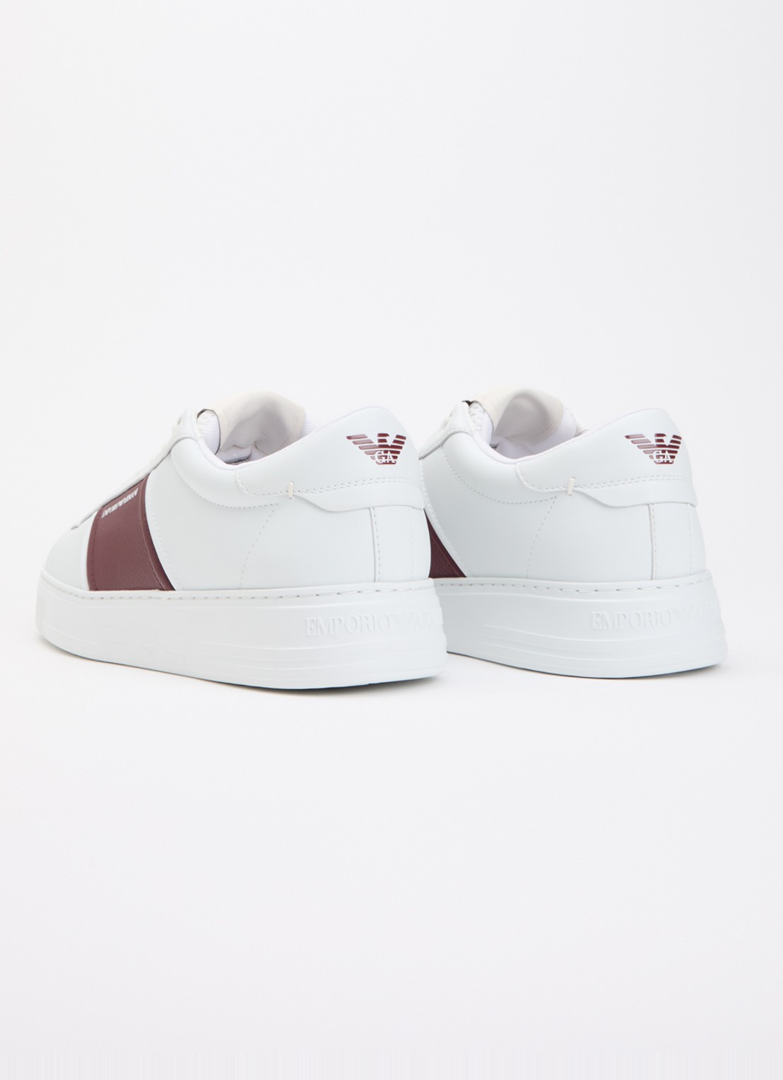 Armani Sneaker van leer met logo - achterkant 4 bordeauxrood