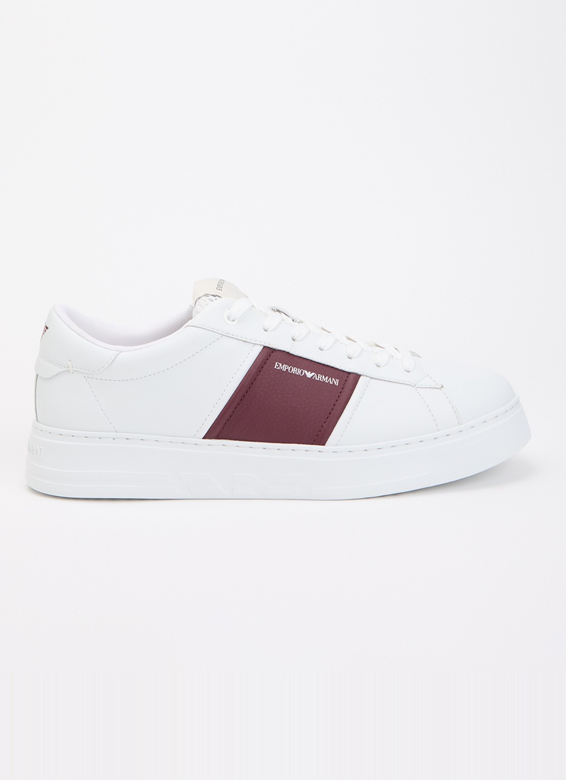 Armani Sneaker van leer met logo - voorkant 5 bordeauxrood