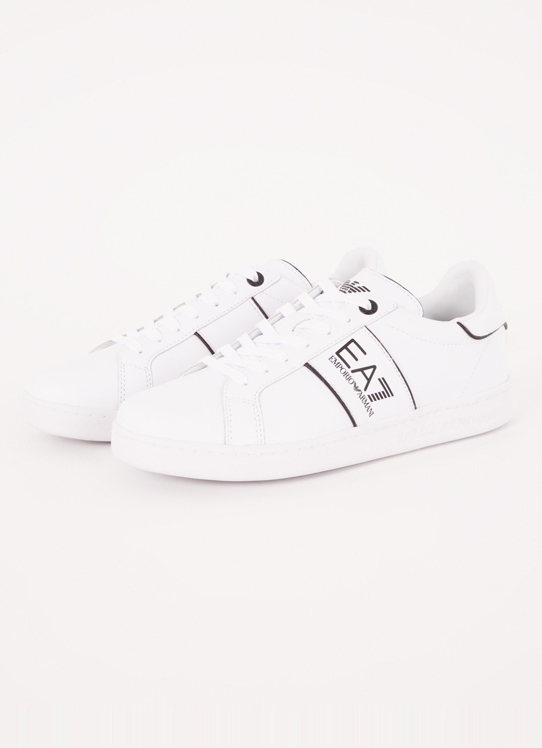 Armani Sneaker van leer met logo - detail 3 wit