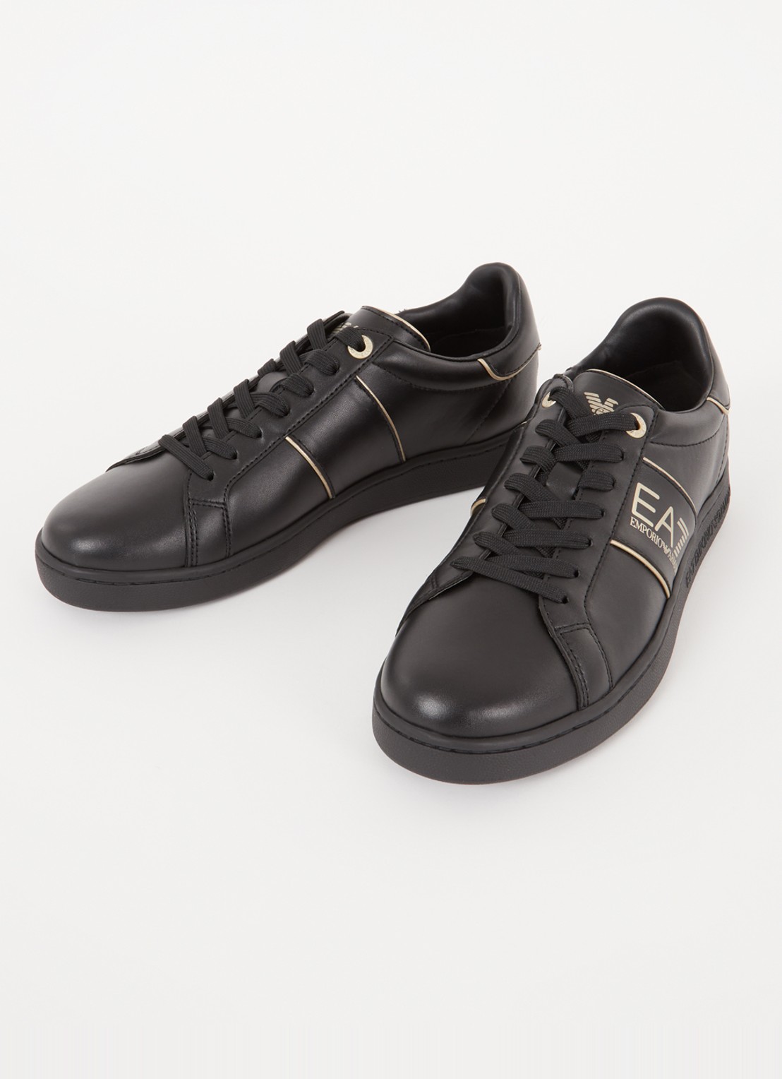 Armani Sneaker van leer met logo - detail zwart