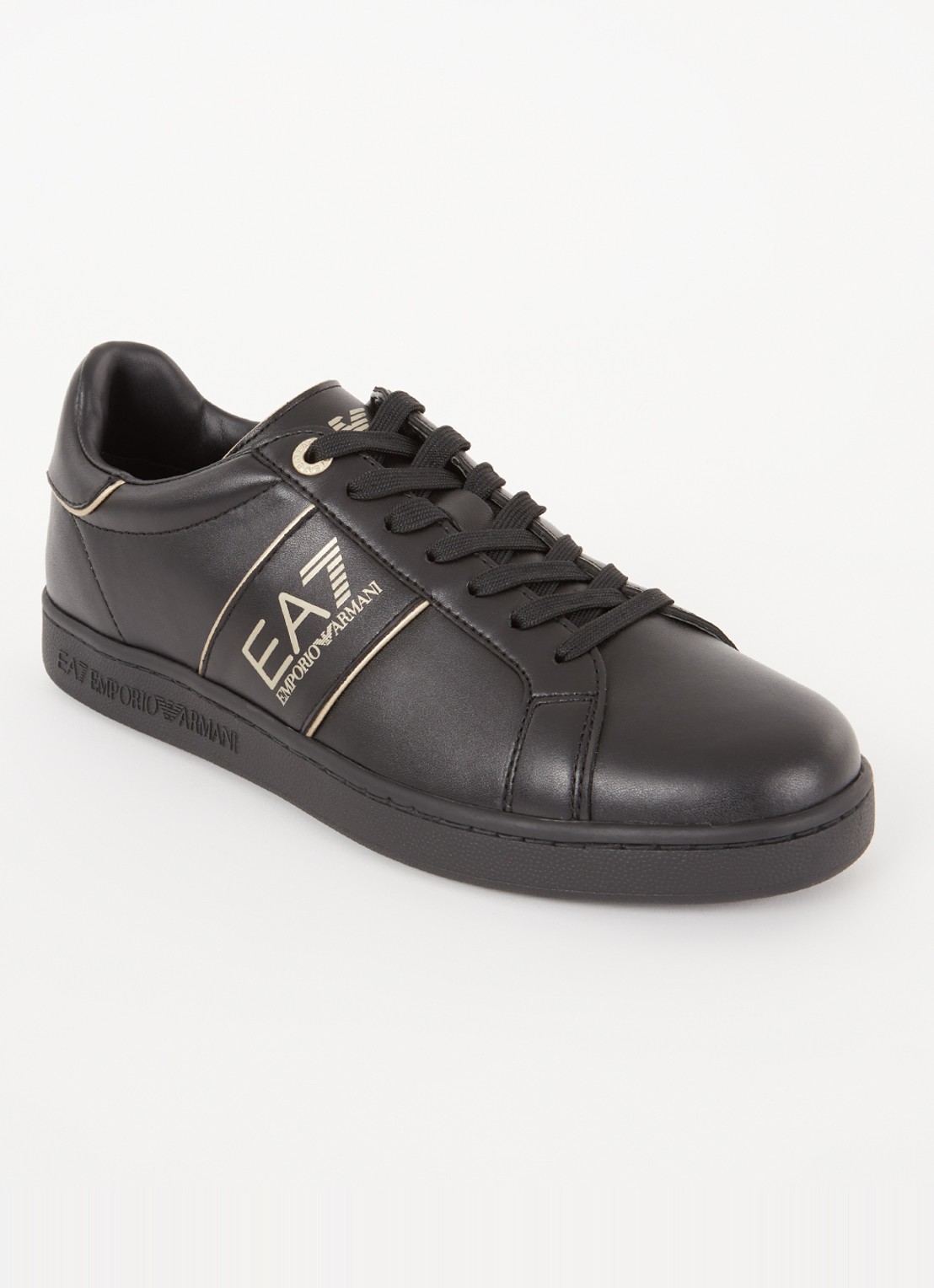 Armani Sneaker van leer met logo - voorkant 5 zwart