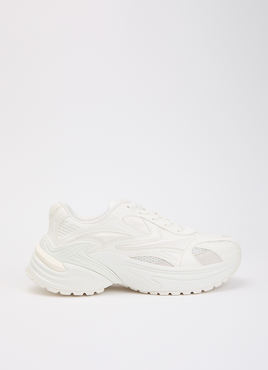 Armani Sneaker van leer met mesh details  - voorkant 2 wit
