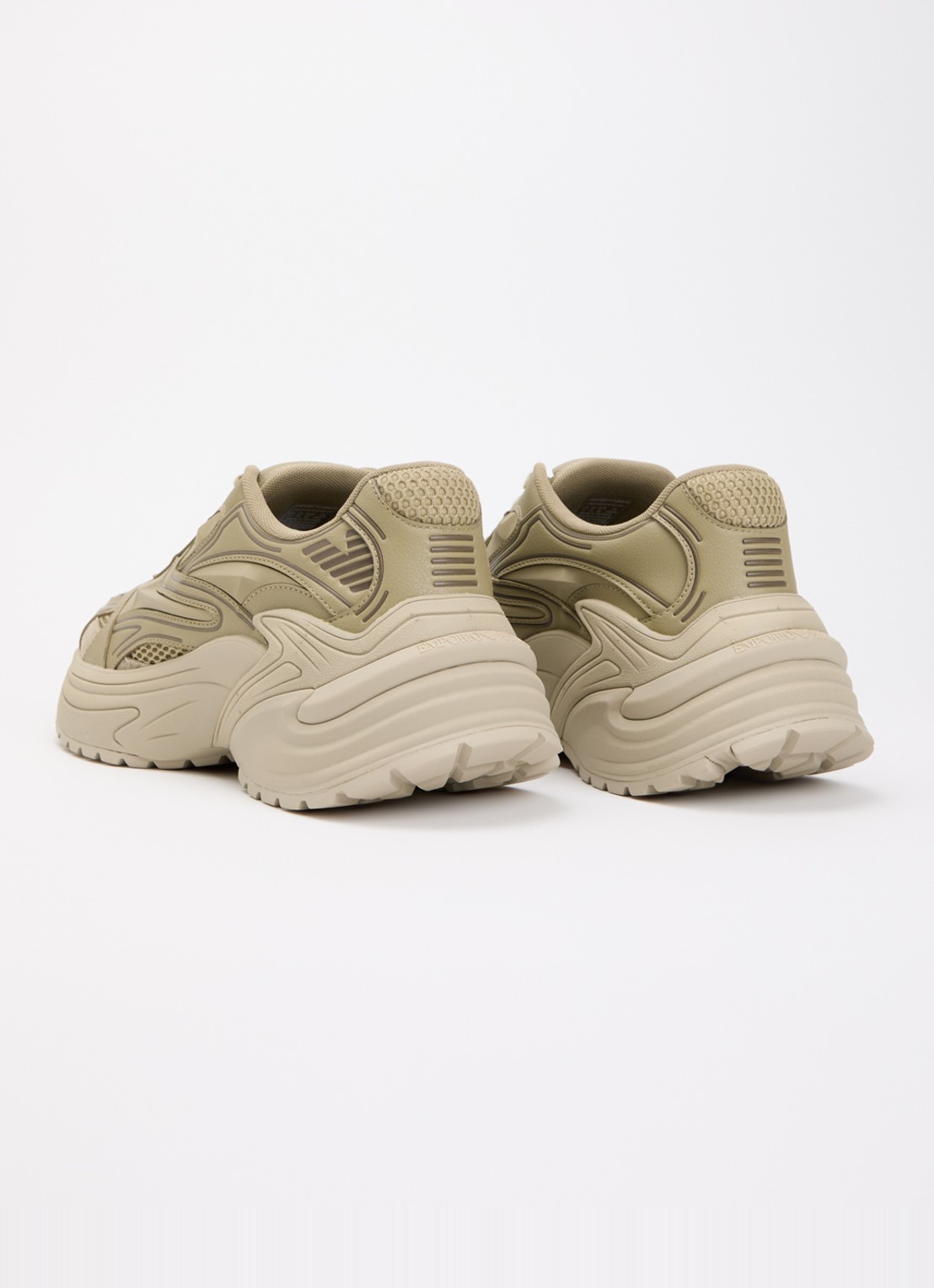 Armani Sneaker van leer met mesh details  - achterkant 4 olijfgroen