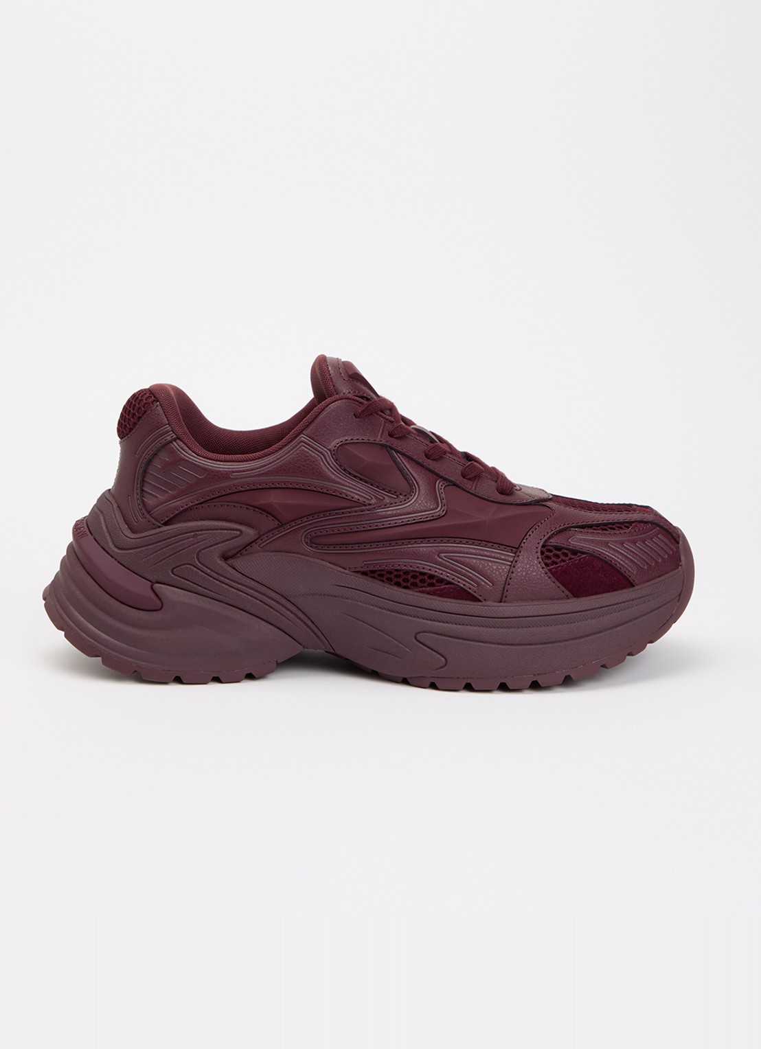 Armani Sneaker van leer met mesh details  - voorkant 5 aubergine