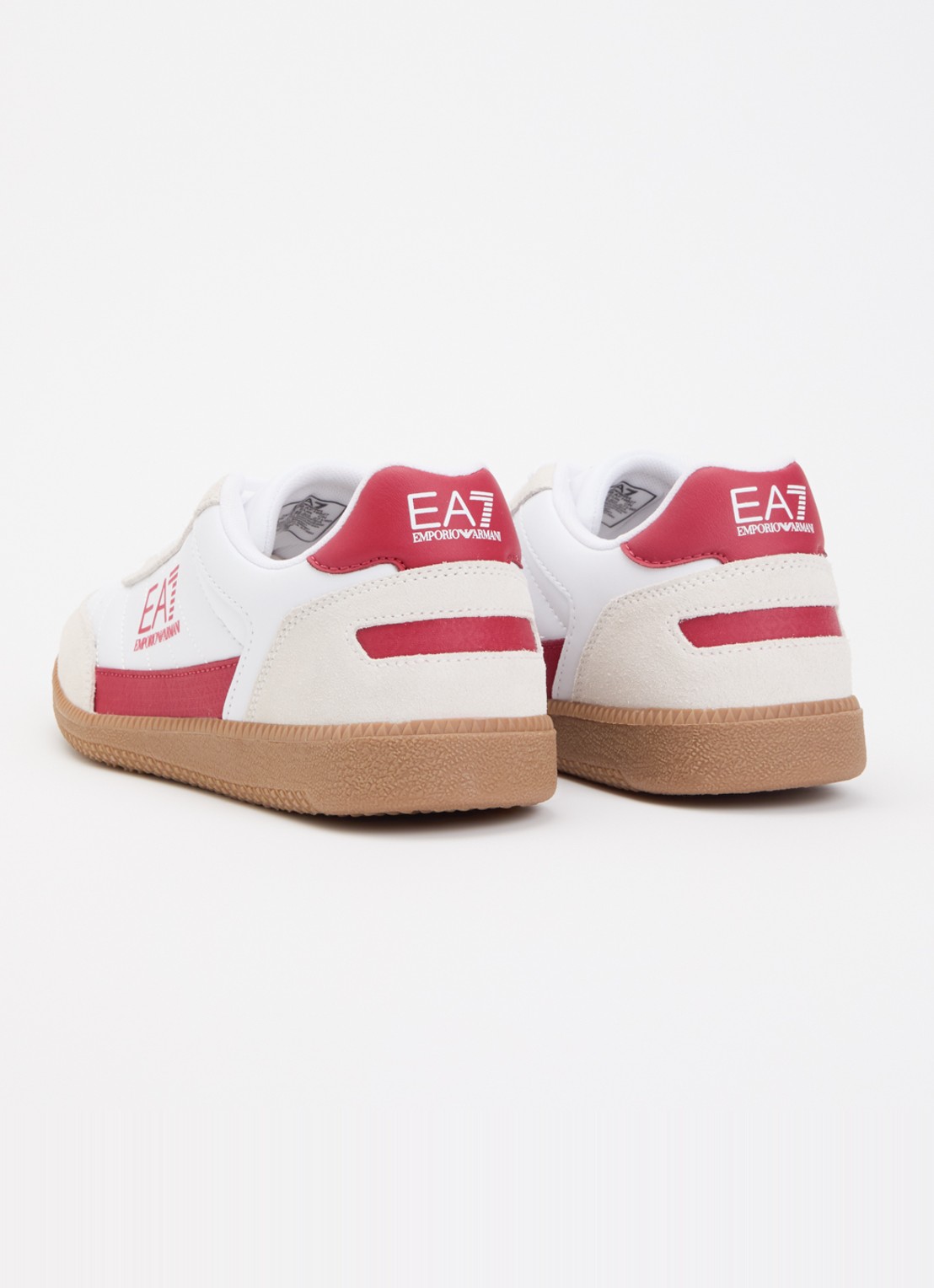 Armani Sneaker van leer met suède details en logo - achterkant 2 donkerrood