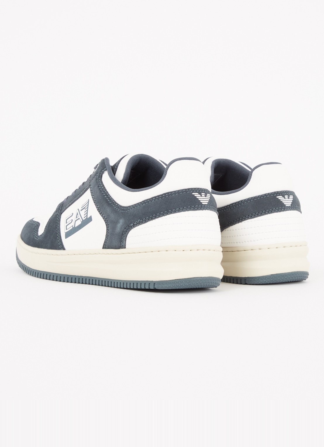 Armani Sneaker van leer met suède details  - achterkant indigo