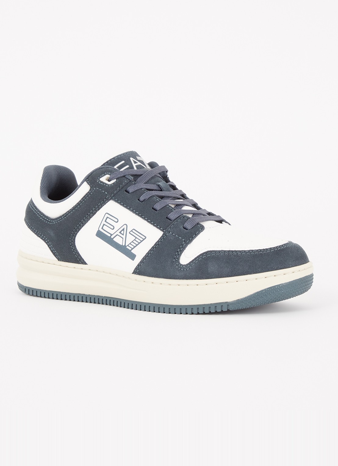 Armani Sneaker van leer met suède details  - voorkant 5 indigo