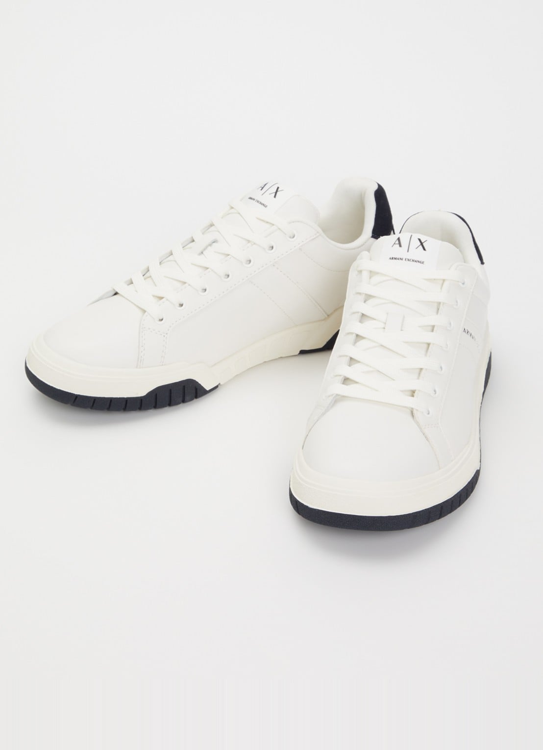 Armani Sneaker van leer met suède details - detail 2 gebroken wit