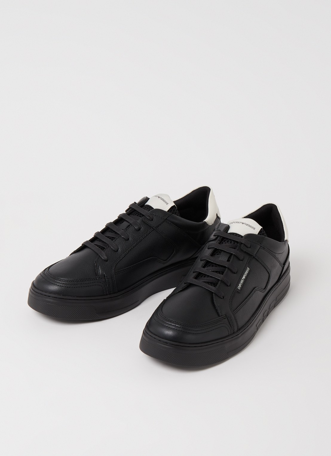 Armani Sneaker van leer   - detail diepzwart
