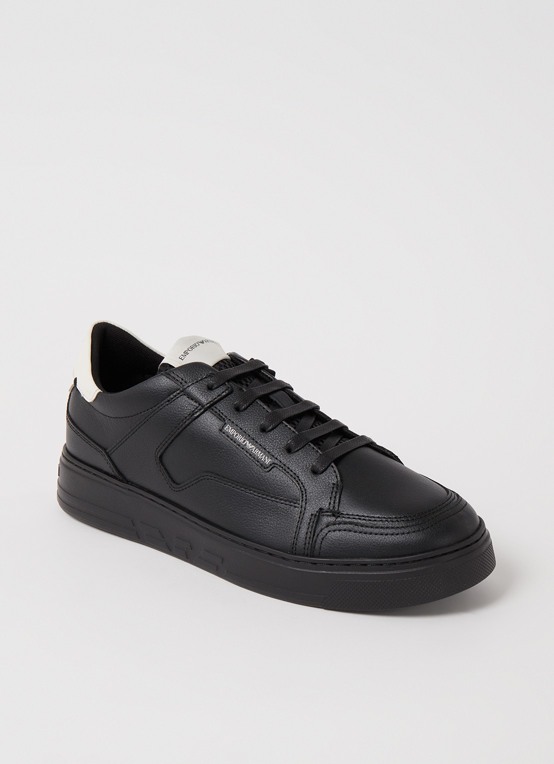 Armani Sneaker van leer   - voorkant 5 diepzwart
