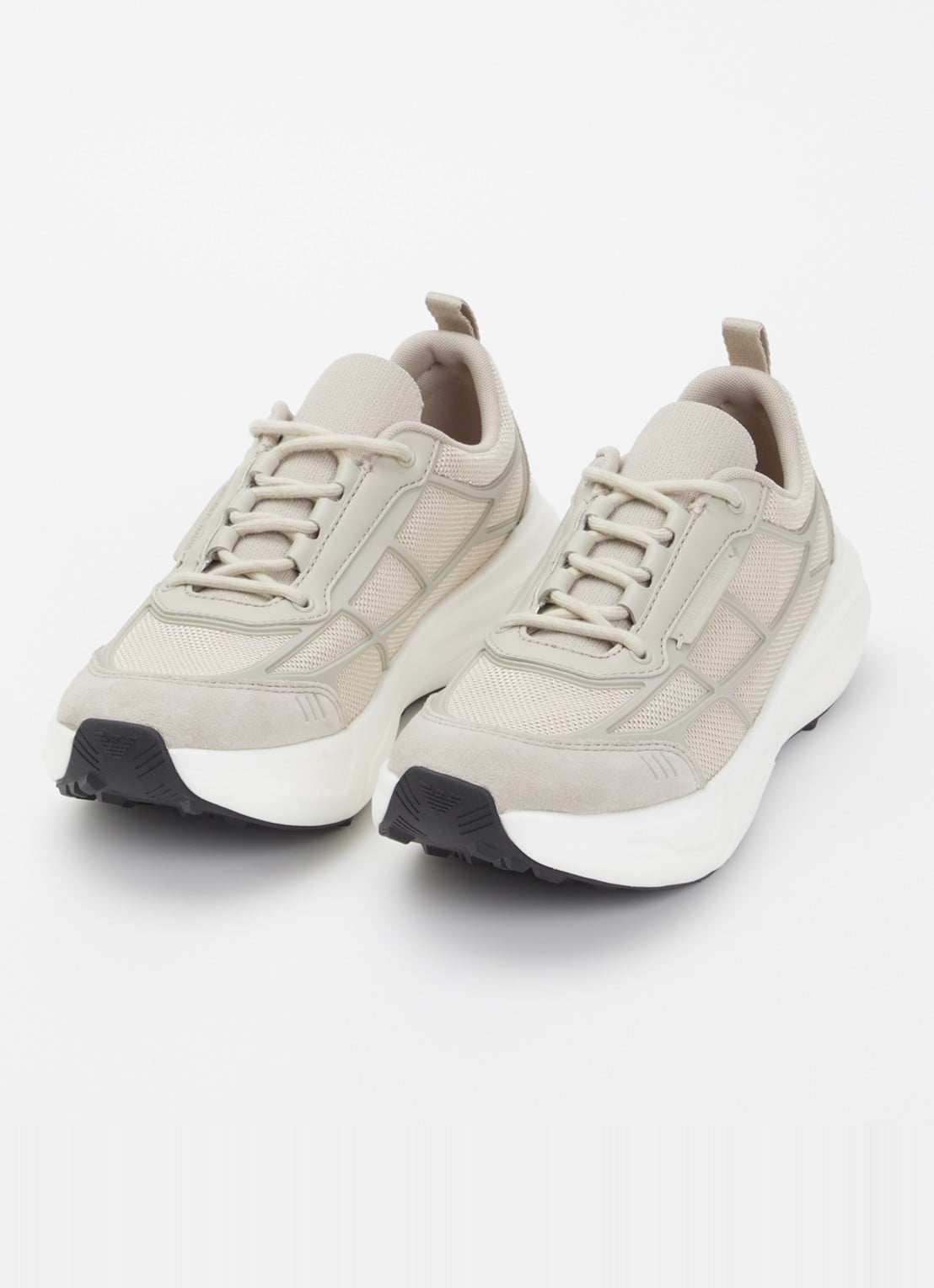 Armani Sneaker van mesh met details van suède - detail beige
