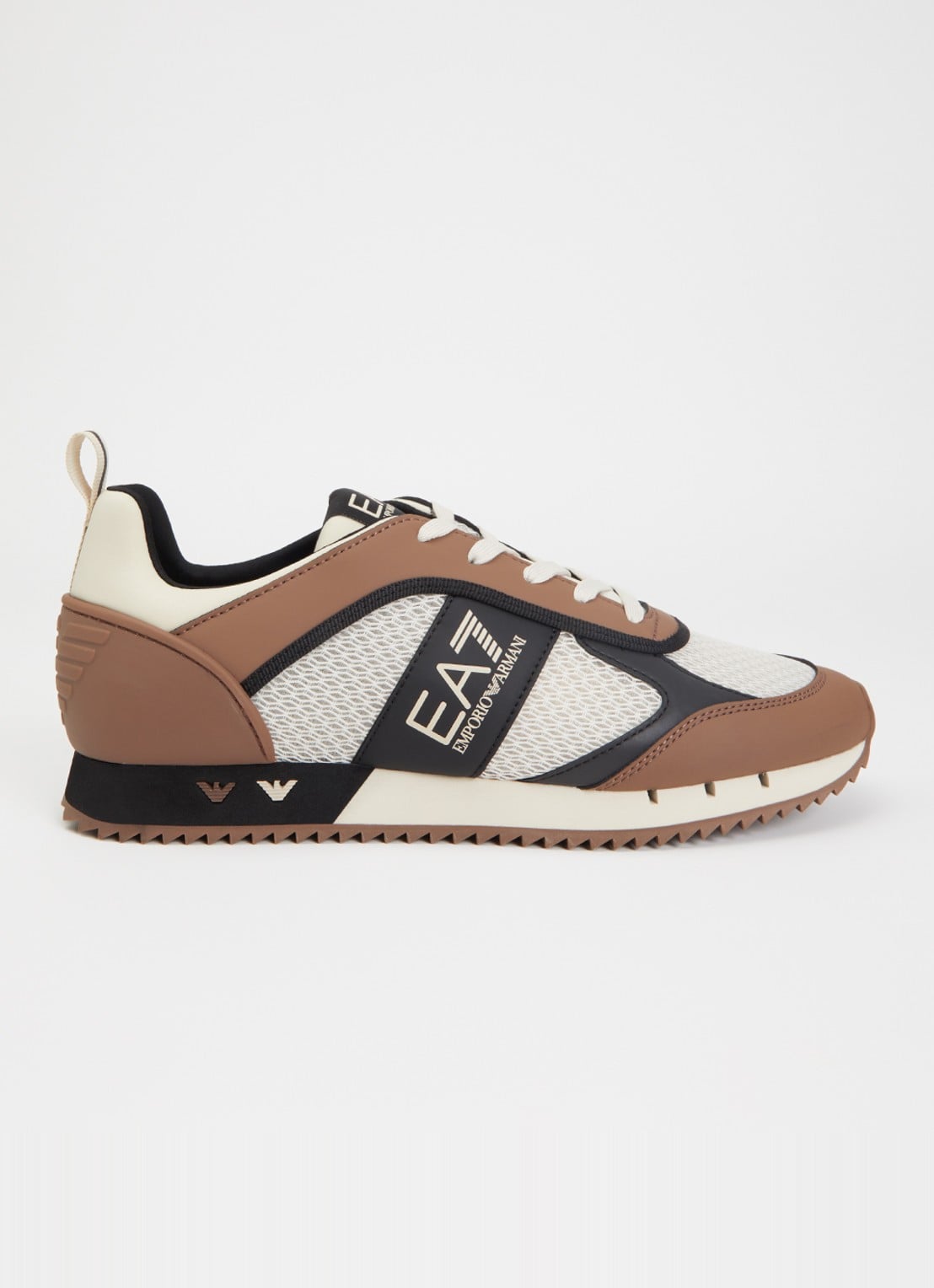 Armani Sneaker van mesh met logo - voorkant bruin